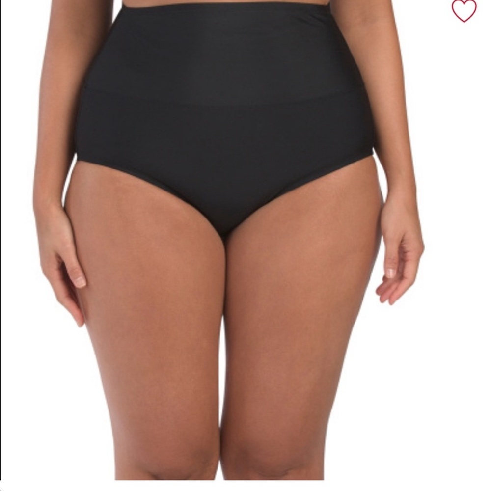 Plus size High-Waisted Black Swim Bottoms. Size 18W
